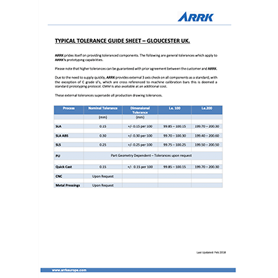 arrk-Typical-Tolerances-Information
